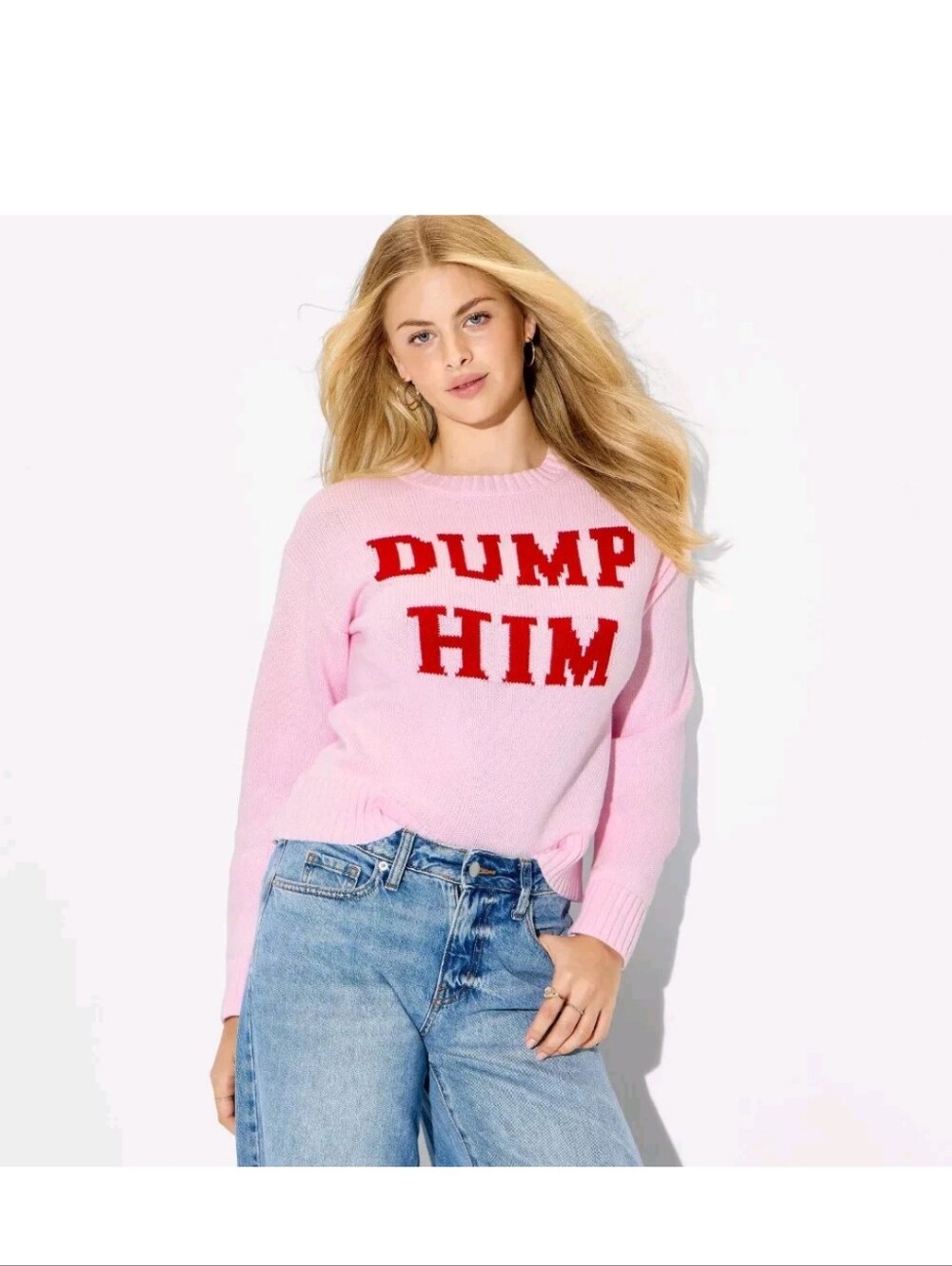 Women's Dump Him Crewneck Pullover Sweater Wild Fable XL